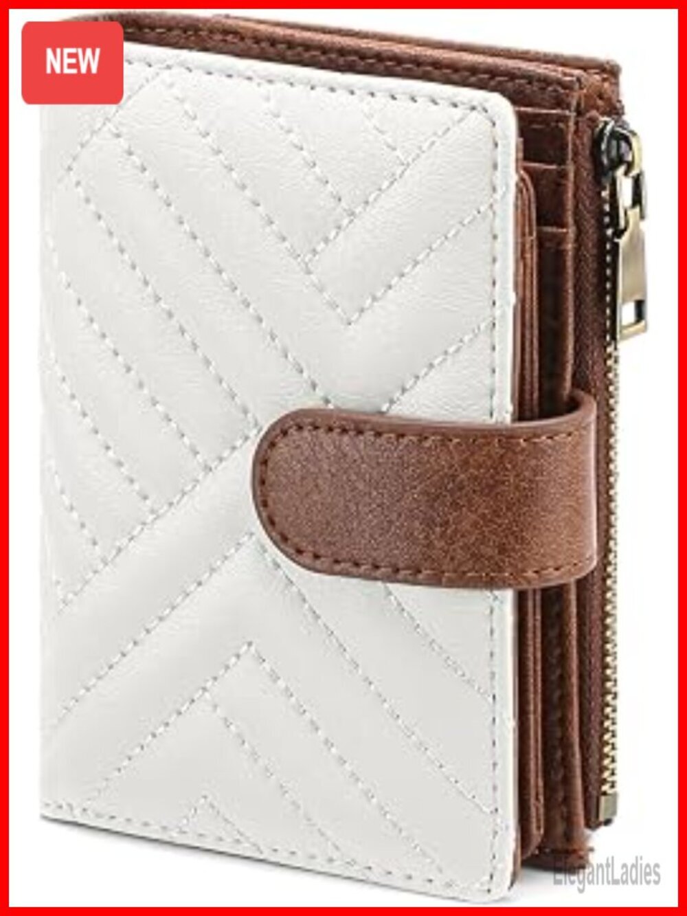 Vegan Leather RFID Blocking Bifold Zipper Wallet Card Case with ID Window